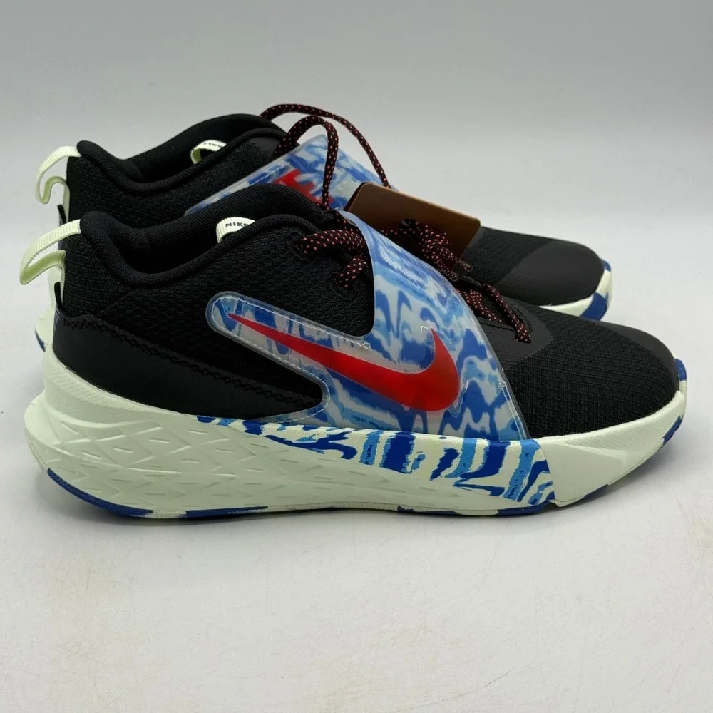 Nike Team Hustle D 12 SE Shoes Kids Size 5Y Black Crimson Basketball IQ0815-001